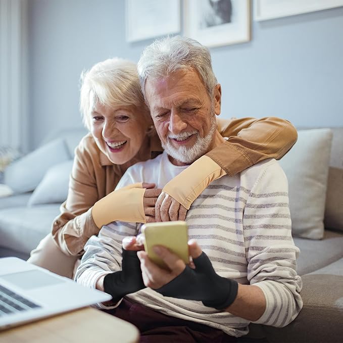 3 Pairs Elderly Skin Thin Protector Gloves Tone Fingerless Gloves Bruise Abrasions Protective Covering Men Women