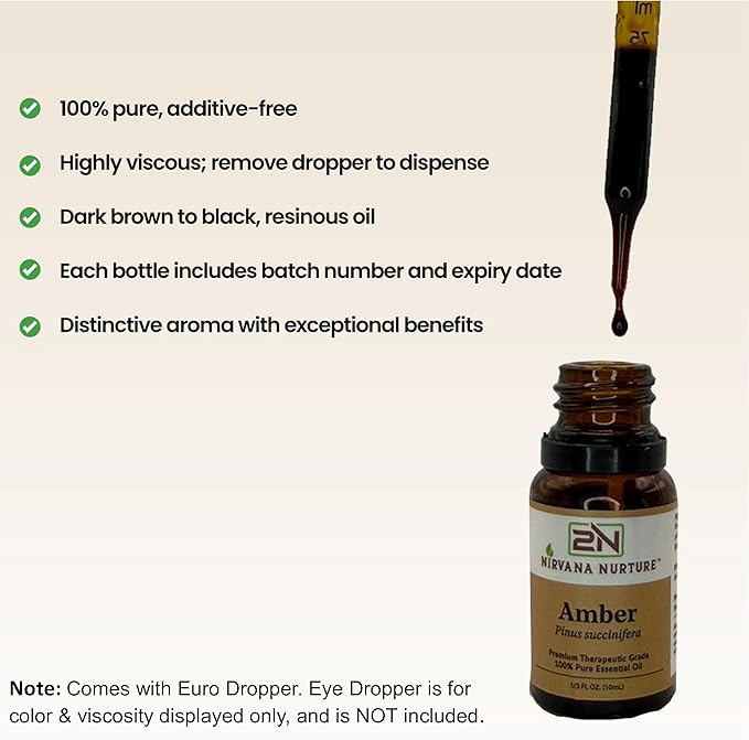 Amber Essential Oil 100% Pure Premium Therapeutic Grade, Undiluted