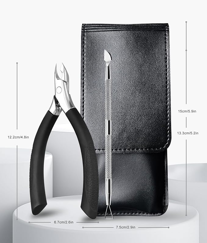 Cuticle Trimmer Set With Case, Professional 0.2" Jaw Cuticle Remover with Abs Handle, Precision Cuticle Cutters Pedicure Manicure Nail Tool cut