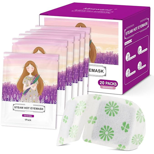 20 Packs Steam Eye Mask, Lavender Steam Eye Masks Disposable, Self-Heating Relief Heated Eye Mask for Fatigue, Perfect for Home, Sleep, Spa & Travel