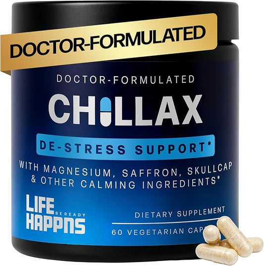 Life Happns Calm & Mood Support for Adults – Doctor-Formulated with Saffron, Magnesium, L-Theanine & Skullcap for Stress Relief & Emotional Balance | Non-Drowsy Natural Relaxation Supplement