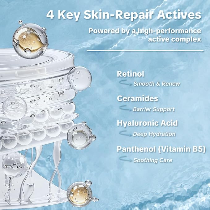 Face Moisturizer, Repairing Cream with Retinol, Ceramides, Hyaluronic Acid & Panthenol, Deep Hydration, Fast Absorbing, Day & Night Use, 1.7 fl oz