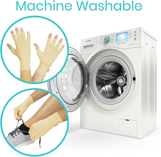 Vive Compression Arthritis Gloves - Comfortable Fit for Men and Women - Open Finger for Rheumatoid, Osteoarthritis, Carpal Tunnel and Computer Typing Pain Relief - Hand and Wrist (X-Small)