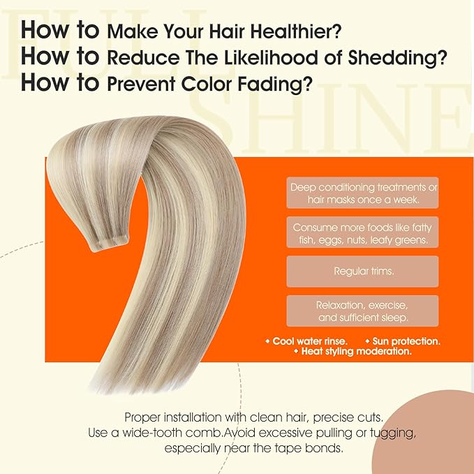 Full Shine Remy Injected Tape Hair Extensions Real Human Hair Color 18/613 Natural Blonde Shades Injection Tape in Extensions 18Inch Long Invisible Adhesive Extension 50Gram 20Pcs Reusable