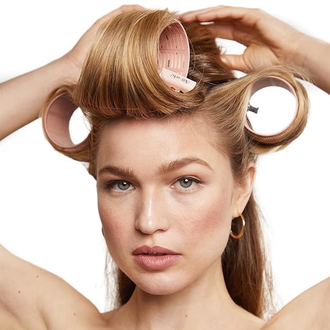 Kitsch XL Ceramic Thermal Rollers - Self Grip Hair Rollers for Blowout Look Long Hair, Medium & Short Hair, Large Hair Rollers for Volume & Curls, Thermal Curlers - Terracotta, 4pcs