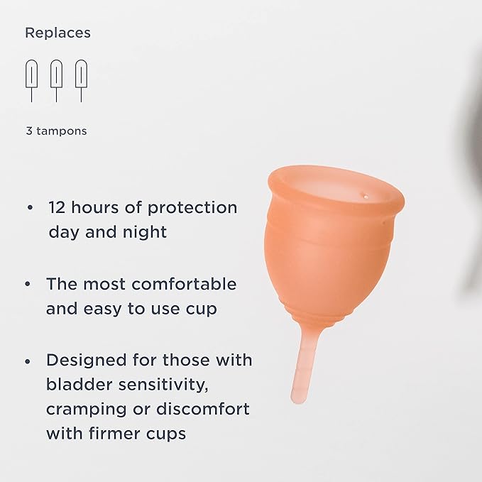 Saalt Soft Menstrual Cup – Reusable Period Cup – Made for Comfortable, Leak-Free Protection Up to 12 Hours – BPA & Latex Free – Includes Cup & Carry Bag (Small, Desert Blush)