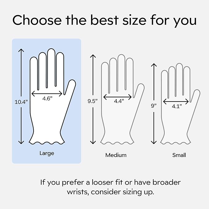 Clearbody Organics 100% Organic Cotton Gloves for Dry Hands Sleeping - Overnight Moisturization for Cracked, Sensitive and Rough Hands - Hypoallergenic, Soft and Breathable (5 Pairs, Size L)