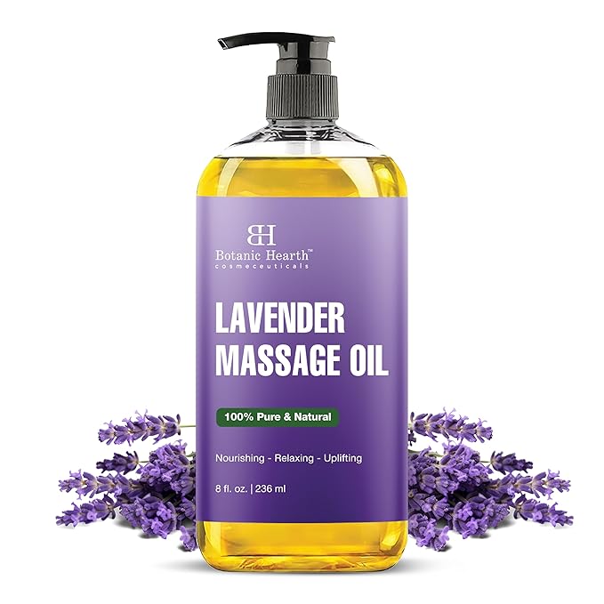 Botanic Hearth Massage Oil |Refreshing, Relaxing Massage Oils for Muscle Relaxing & Joint Comfort | Made with Natural Oils | for All Skin Types, for Men & Women | Lavender Oil 8 Fl Oz