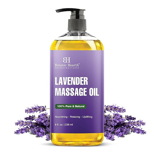 Botanic Hearth Massage Oil |Refreshing, Relaxing Massage Oils for Muscle Relaxing & Joint Comfort | Made with Natural Oils | for All Skin Types, for Men & Women | Lavender Oil 8 Fl Oz