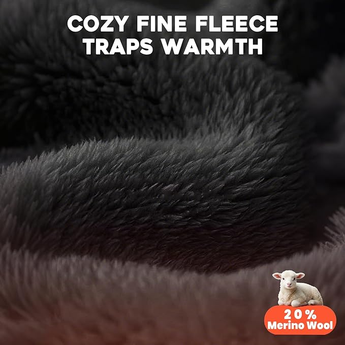 Winter Gloves Men Women, Thermal Merino Wool,6 Finger Touch Screen, Warm Fleece lined for Christmas