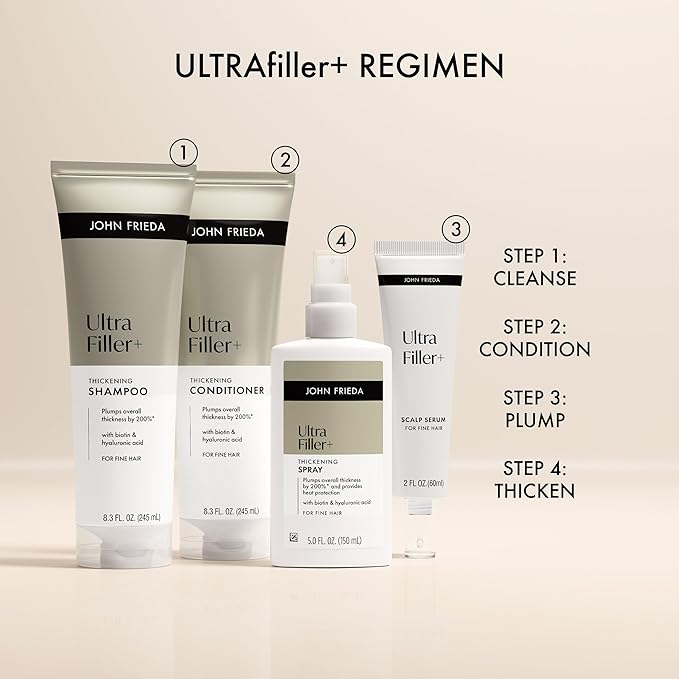 John Frieda ULTRAfiller+ Thickening Shampoo and Conditioner Set, Hair Thickening Conditioner and Shampoo for Fine Hair, 8.3 Fl Oz, Pack of 2