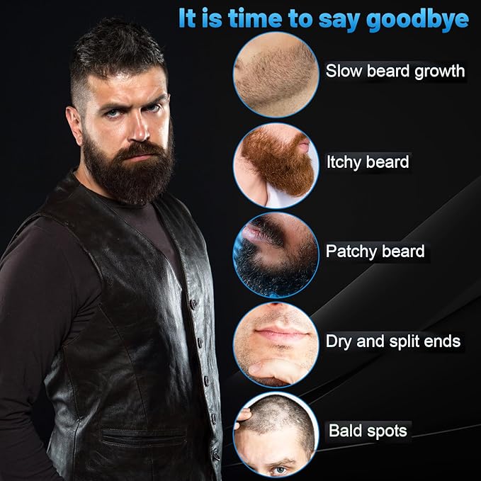 Beard Oil,Maximun Thickening Biotin, with Castor Oil and Argan & Jojoba Oils, Promotes Beard Growth, Styles, Strengthens & Softens Beards & Mustaches,1 Ounce*2（2 Pack）