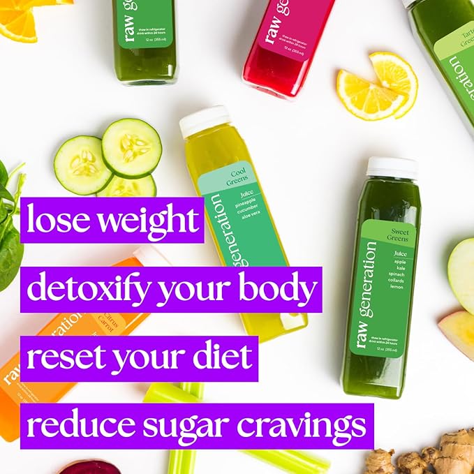 Raw Generation Skinny Cleanse – 10-Day Juice Cleanse for Weight Loss, Detox, Reduced Bloating & Increased Energy – 60 Cold-Pressed Juices to Crush Cravings & Reset Your Diet