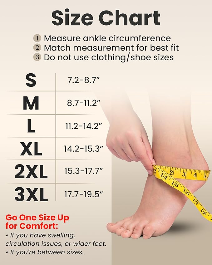 KEMFORD Ankle Compression Sleeve - 1-Pair, Plantar Fasciitis Braces - Open Toe Compression Socks for Swelling, Sprain, Neuropathy, Foot Arch Support for Men and Women - 20-30mmhg, S, White