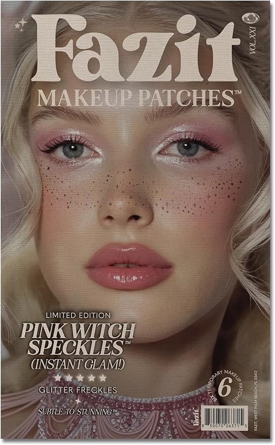 Fazit Makeup Patches - Pink Witch Speckles - Glow Up Make-Up Patches - Cute Glitter Makeup Accessories for Women - Cosmetic Glitter for Face