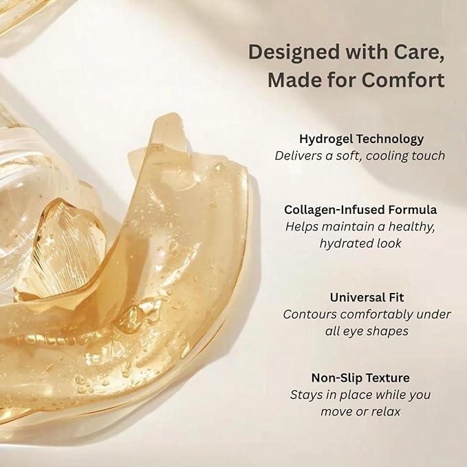 Gold Eye Patches, 24 Pairs Collagen-Infused Gel Masks to Brighten, Smooth, and Hydrate Under Eyes, Relaxing Beauty Treatment