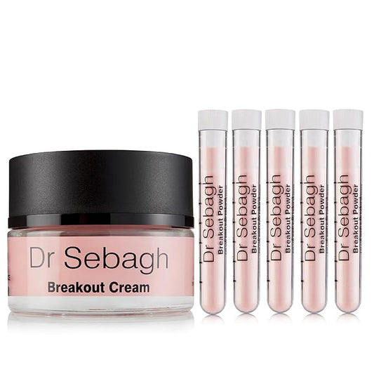 Dr Sebagh Complete Breakout Solution for Oily Skin - 1 x Balancing Cream (1.7 fl oz.) & 5 x Spot Treatment Powders (0.07 oz.) | Award-Winning | Rapid & Effective Results for Blemish-Prone or Oily Skin