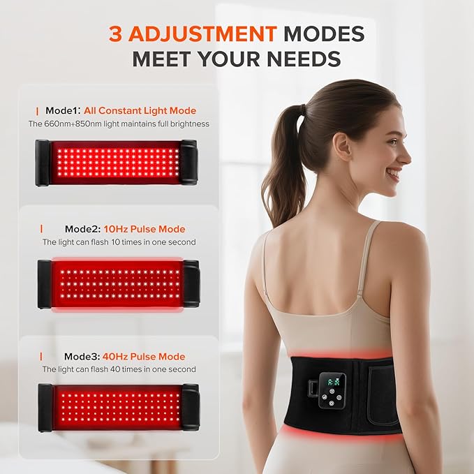 2-in-1 Cordless Red Light Therapy Belt, Wired & Wireless Controller 3000mAh Rechargeable Battery Magnetic LED Screen, 49" * 7" Wearable 660nm & 850nm Red Light Therapy Wrap Belt for Body