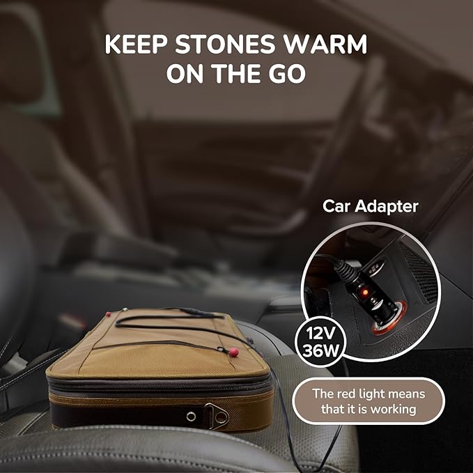 Portable Massage Stone Warmer Electric Spa Bamboo Massage Heater Professional Portable Salon Case with 12 Bamboo Sticks (Bag with 12 Sticks)