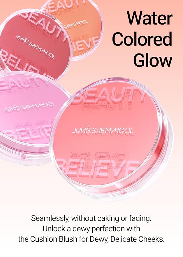 JUNG SAEM MOOL Artist Cushion Blush | Easy to Blend with Puff, Buildable Liquid Blush for Cheeks with a Dewy & Natural Finish, Korean Makeup (Dewy Coral)