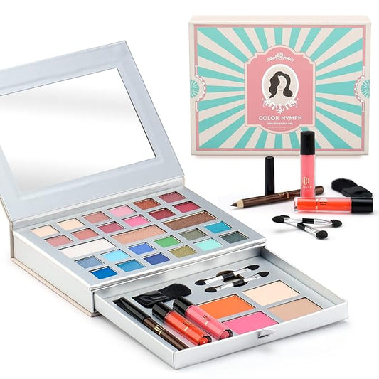 Color Nymph All-in-One Makeup Kit - Perfect for Women, Teens, and Beginners! Unlock Endless Possibilities with 24 Gorgeous Shades of Matte and Shimmer Eyeshadow, Highly Pigmented Lip Glosses, Eyeliner
