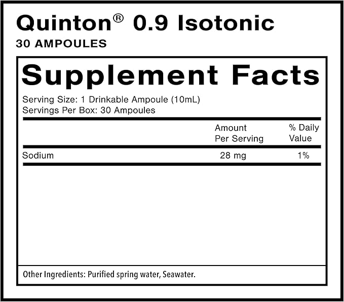 Quicksilver Scientific Original Quinton Isotonic Solution with Sea Water Minerals + Alpine Spring Water - Liquid Hydration, Electrolyte + Multi Minerals Supplement (30 Single Serving Vials)