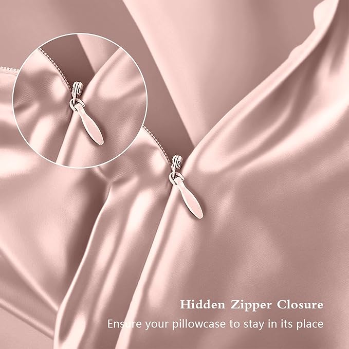 Mulberry Silk Pillow Cases Standard Size, Silk Pillowcase for Hair and Skin, Anti Acne Cooling Sleep Both Sides Natural Silk Satin Pillow Covers with Hidden Zipper, Gifts for Women Men, Coral