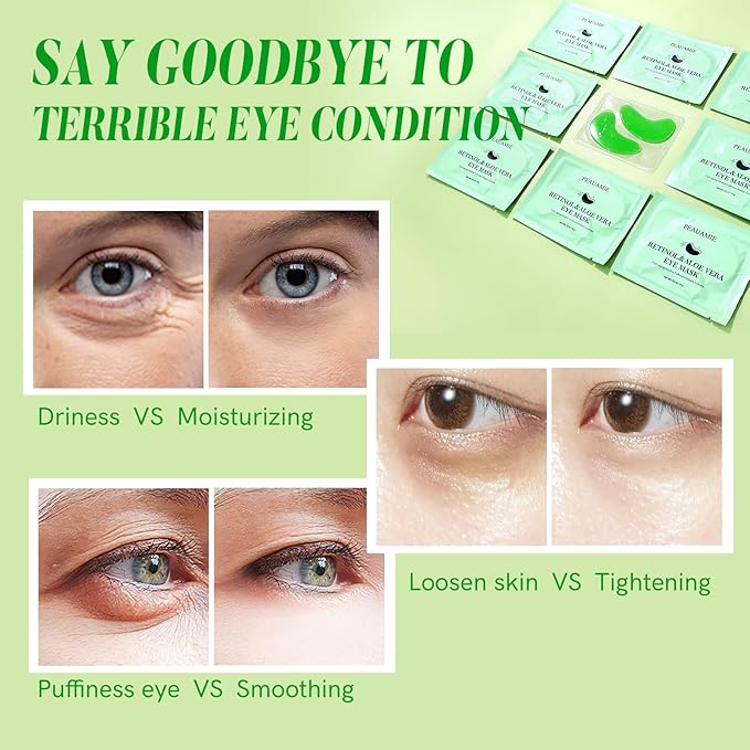PEAUAMIE Under Eye Patches with Retinol and Aloe Vera Eye Mask for Dark Circles and Puffiness, Face Mask Skin Care Products 30 Pairs