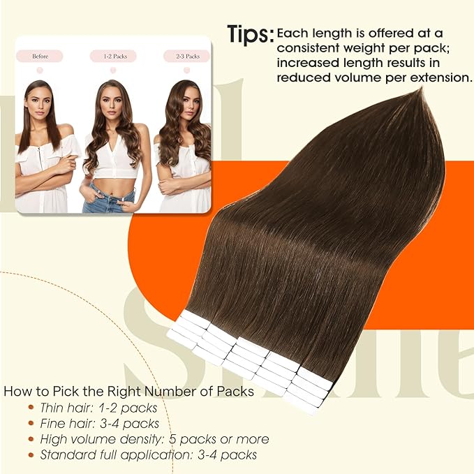 Full Shine Tape in Hair Extensions Color 4 Medium Brown Seamless Skin Weft Tape ins 30Gram 10Inch Invisible Straight Remy Human Hair Natural Human Hair Extensions Tape ins 20Pcs for Wedding