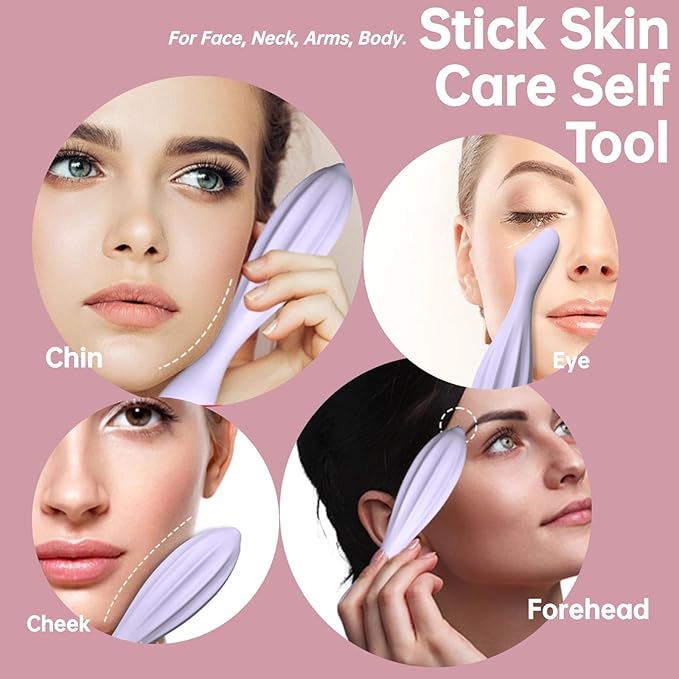 Silicone Facial Massage Roller, Face Massager Skin Lifting Tool Shapes Face Curves, Skin Care Beauty Lifting Contouring Massage Tool Reduces Tiredness Promote Circulation for Women (Purple)