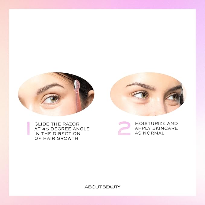 About Face Facial Razor & Eyebrow Shaper (3 Ct) - Removes Peach Fuzz on Cheeks, Chin, or Forehead & Delicately Shapes Eyebrows