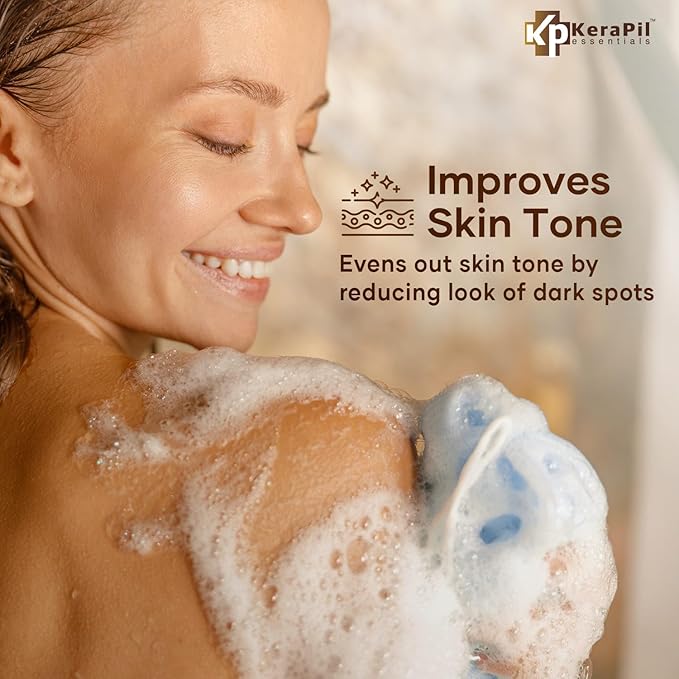 KERAPIL Exfoliating Body Wash with Salicylic Acid - No Dry Out, Gentle Exfoliates Rough and Bumpy Skin, Body Acne Wash, BHA & AHA - Coconut and Vanilla with Salicylic Acid - (16 fl oz)