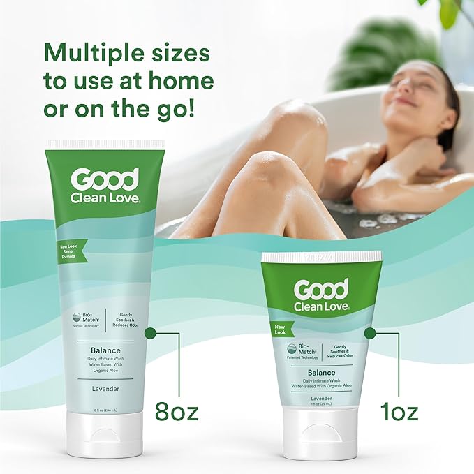 Good Clean Love Balance Feminine Wash, pH-Balanced Vaginal Moisturizer Cleanser for Women with Natural Ingredients, Gentle Cleansing Feminine Care Product, Reduces Vaginal Dryness & Odor,8Oz (2-Pack)