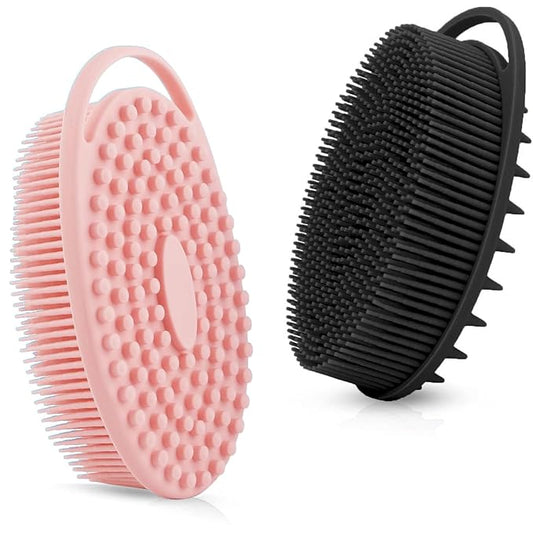 Silicone Body Scrubber – Dual-Sided Silicone Loofah for Shower, Set of 2 Soft Exfoliating Body Bath Shower Scrubber Loofah Brush Easy-to-Clean for Sensitive Kids Women Men All Kinds of Skin
