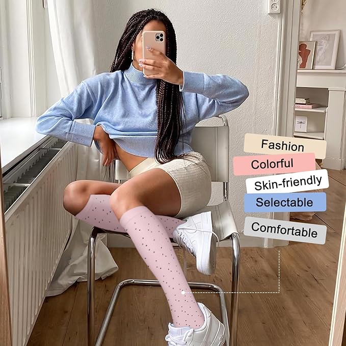 Iseasoo 4 Pairs Compression Socks for Women Circulation-Best Support for Nurses,Running,Athletic,Travel