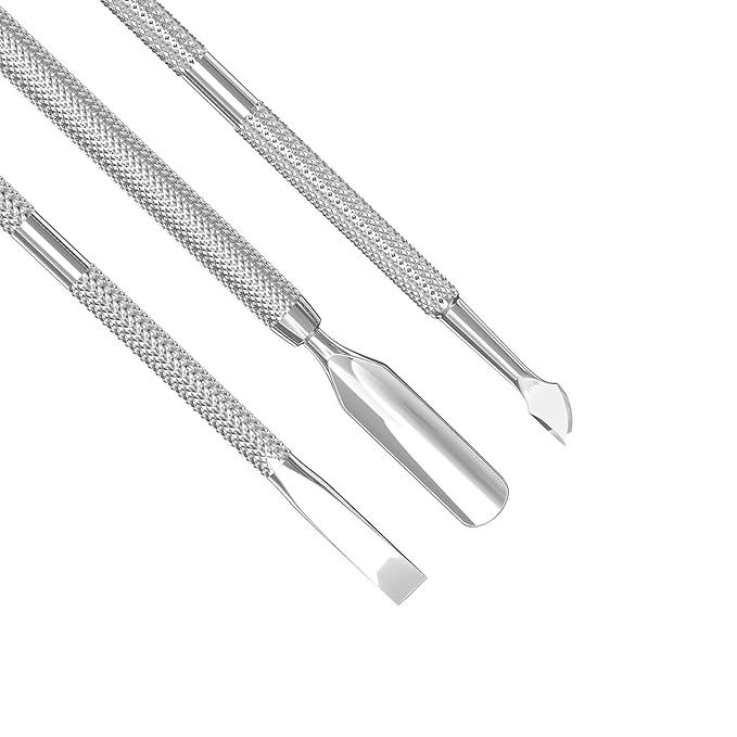 Cuticle Pusher Acetone/Gel/Nail Polish Remover Stainless Steel Professional 3pcs Set Cuticle Scraper Fingernails & Toenails Clean Manicure Tools Cuticle Care for Women&Girl,opove CP-3 (Silver)
