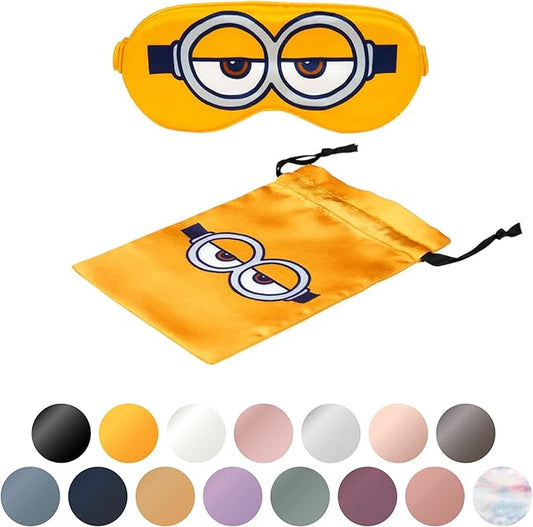 Blissy Silk Sleep Mask - Eye Sleeping Mask for Women & Men for Total Blackout - 100% Pure Mulberry Silk, 22 Momme 6a Fibers - Blindfold Sleep Mask Side Sleeper Eye Cover (Minion)
