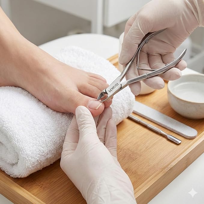 MUSI 3 PC Cuticle Nipper Clippers & Pusher, Trim Cuticles & Remove Dead Skin for Manicure & Pedicure and Groom Fingernails & Toenails with Sharp, Efficient Cuticle Trimmer Kit Men & Women