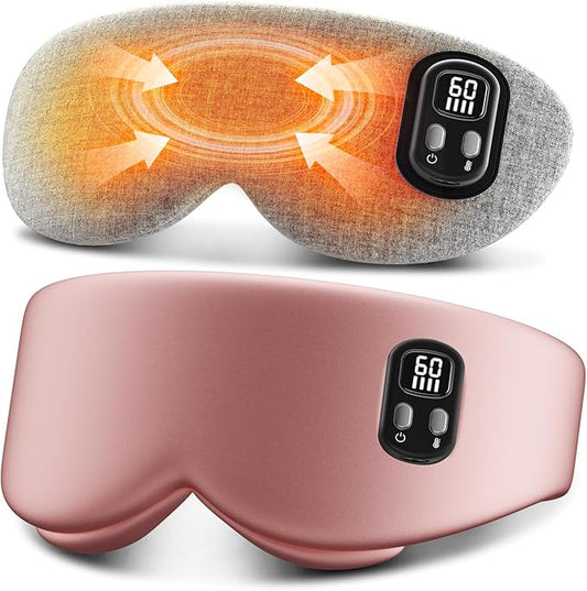 Heated Eye Mask - Cordless Eye Mask for Dry Eyes, Eye Relief, Improved Sleep, Timed Shutdown, 4 Temperature, Washable Eye Heating Pad for Travel, Removable for Cleaning - Dark Pink