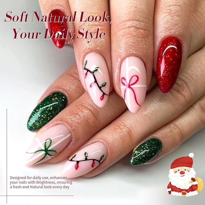 Born Pretty Christmas Gel Nail Polish Sparkle Glitter Green Red Gold Fall Winter Gel Polish Dark Green Burgundy Wine Red Gel Polish Set Nail Art Design Christmas Gift