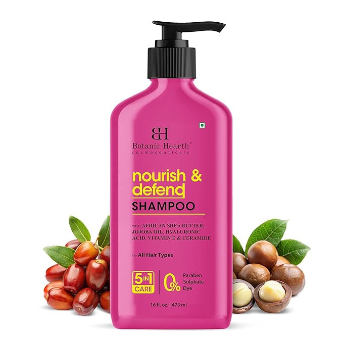Botanic Hearth African Shea Butter Shampoo Infused With Jojoba Oil, Hyaluronic Acid, Vitamin E & Ceramide | Clarifying Shampoo To Nourish, Defend & Strengthen Hair | For All Hair Types, 16 Fl Oz