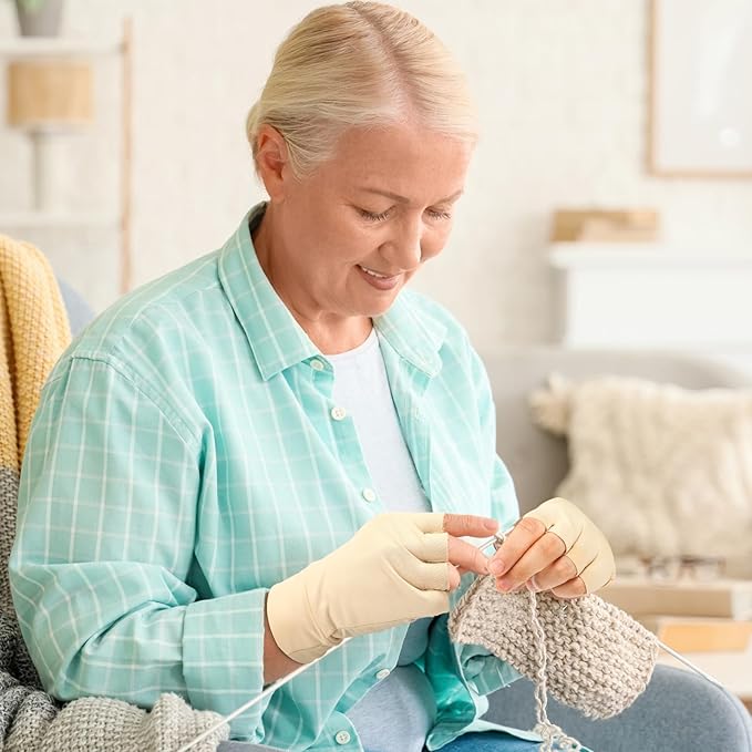 3 Pairs Elderly Skin Thin Protector Gloves Tone Fingerless Gloves Bruise Abrasion Protective to Cover Bruising