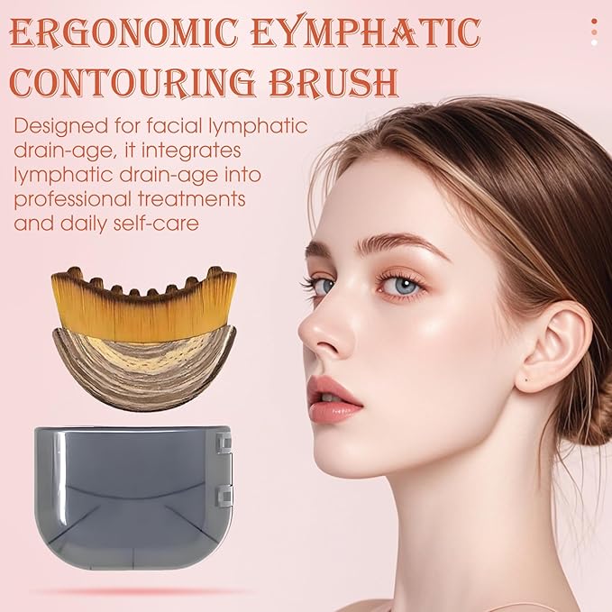 2PCS Lymphatic Contour Face Brush,3-in-1 Lymphatic Drainage Massager&Sculpting Tool,Ultra-Soft Facial Brush for Puffiness Relief & Glowing Skin,Portable Lymphatic Drainage Tool