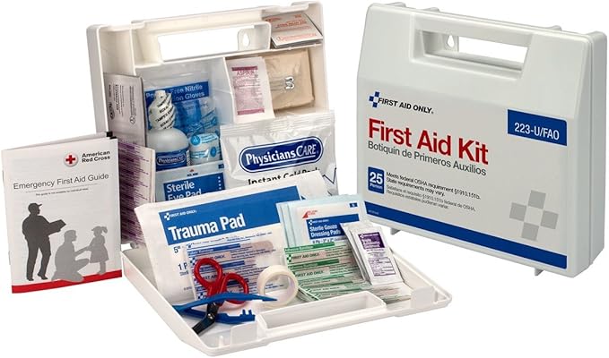 First Aid Only 223-U OSHA-Compliant First Aid Kit, All-Purpose 25-Person Emergency First Aid Kit for Business, Worksite, Home, and Vehicle, 106 Pieces (Pack of 2)