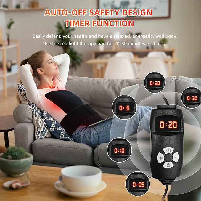 Red Light Therapy for Body Large 19.8" x 12" Infrared Heating Pad Wrap for Back Waist Shoulder Knee Feet Joints Pain Relieve, Diminish Inflammation, Ideal Gift