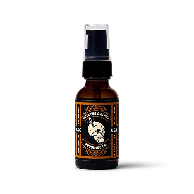 Outlaws & Gents Grooming Co Grooming Oil - All-Natural Beard and Hair Oil for Men - Moisturizes and Softens Hair, Reduces Itchiness and Flakiness (Orange & Vanilla)