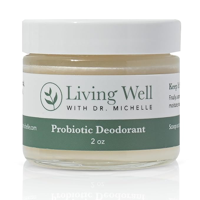 Living Well with Dr. Michelle Probiotic Whole Body Deodorant Cream | Unscented, Aluminum-Free & Paraben-Free | Natural Deodorant for Sensitive Skin, Underarms & Beyond