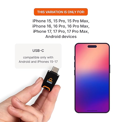 DARIO Smart Glucose Monitor Kit | USB-C Port (Compatible with Android & iPhone 15 and newer) | Test Blood Sugar Levels & Manage Diabetes, Testing Kit Includes: Glucometer with 25 Strips, 10 lancets