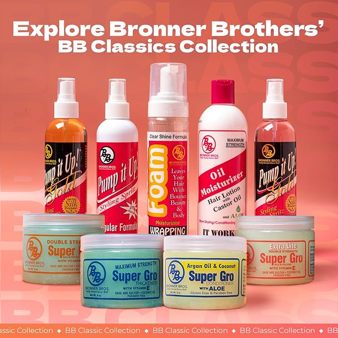 Bronner Bros BB Oil Moisturizer Hair Lotion for Damaged Hair, Scalp Stimulator with Castor Oil, Aloe Vera, Vitamin B5 & Coconut – Alcohol-Free Formula, Natural & Relaxed – 12oz