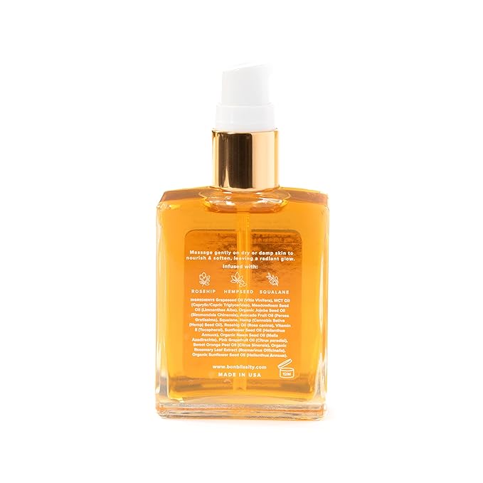 Bonblissity Nourishing Body Oils for Women, 2oz Travel Size - Citrus Scented Body Oil, Non-Greasy Non-Comedogenic, Vitamin E Hydrating Moisturizer for Men and Women with Dry or Sensitive Skin
